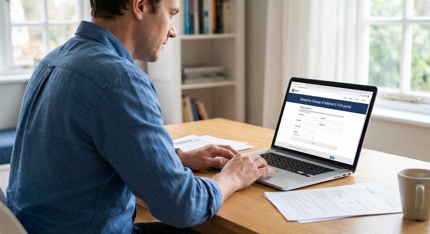 Updating personal records through the E-COA portal for pending Green Card and work permit applications.