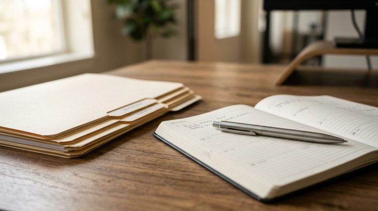 Organized files and planner on a desk representing documentation for birthright citizenship executive orders.